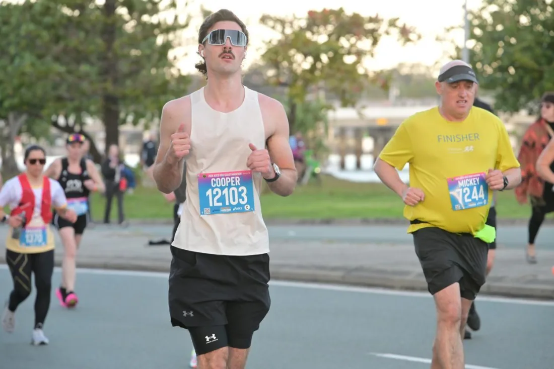 Cooper Molloy running in the 2026 Gold Coast Marathon